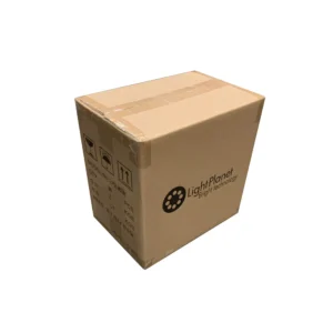 LED lighting Australia A cardboard box with the words 'LightPlanet' and 'Bright Technology' printed on it