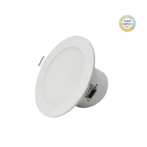 A white, round LED light with a slide switch, suitable for LED lighting Australia
