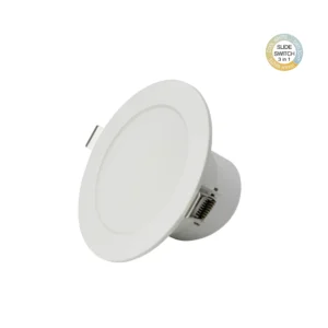 A white, round LED light with a slide switch, suitable for LED lighting Australia