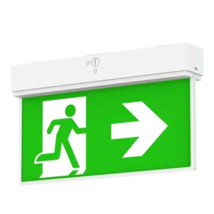 LED lighting Australia A green sign with a white arrow pointing to the right and a green silhouette of a person running