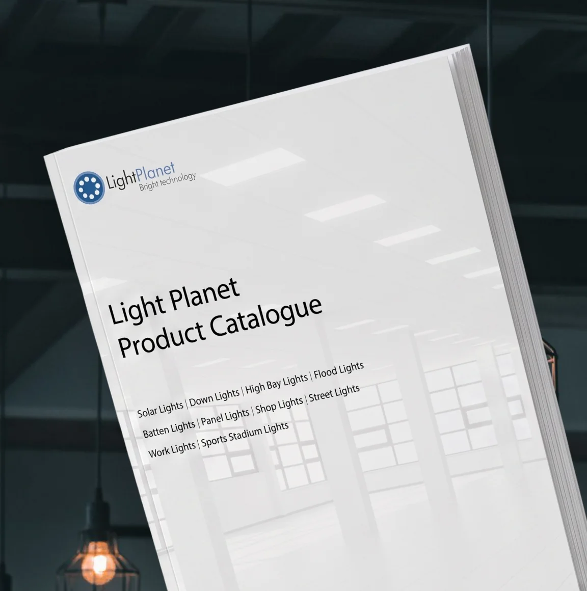 Light Planet product catalogue on a lit interior background