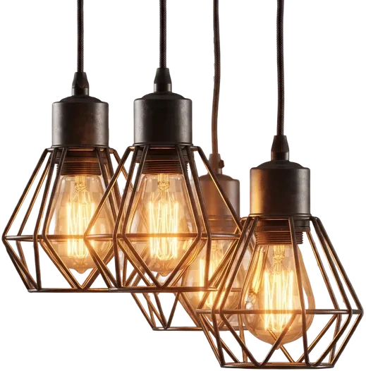 Wireframe pendant light cluster